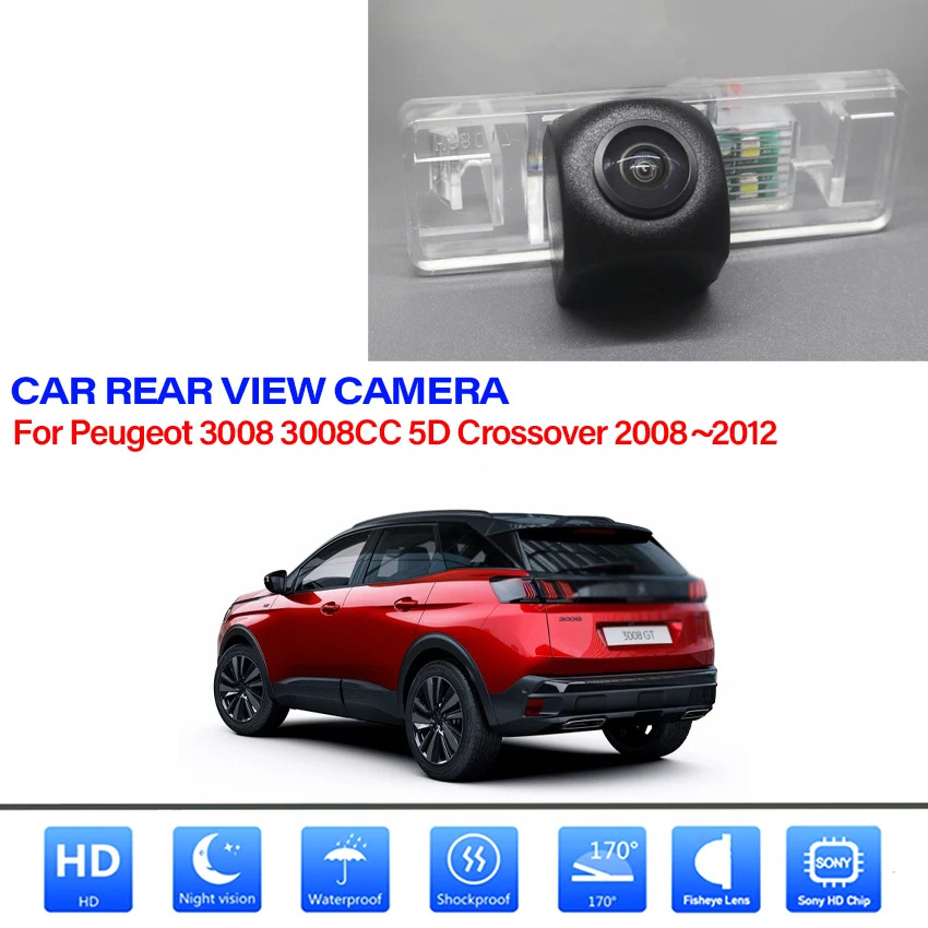 Car Rear View Camera For Peugeot 3008 3008CC 5D Crossover 2008 2009 2010 2011 2012 HD Night Vision Parking Camera Waterproof