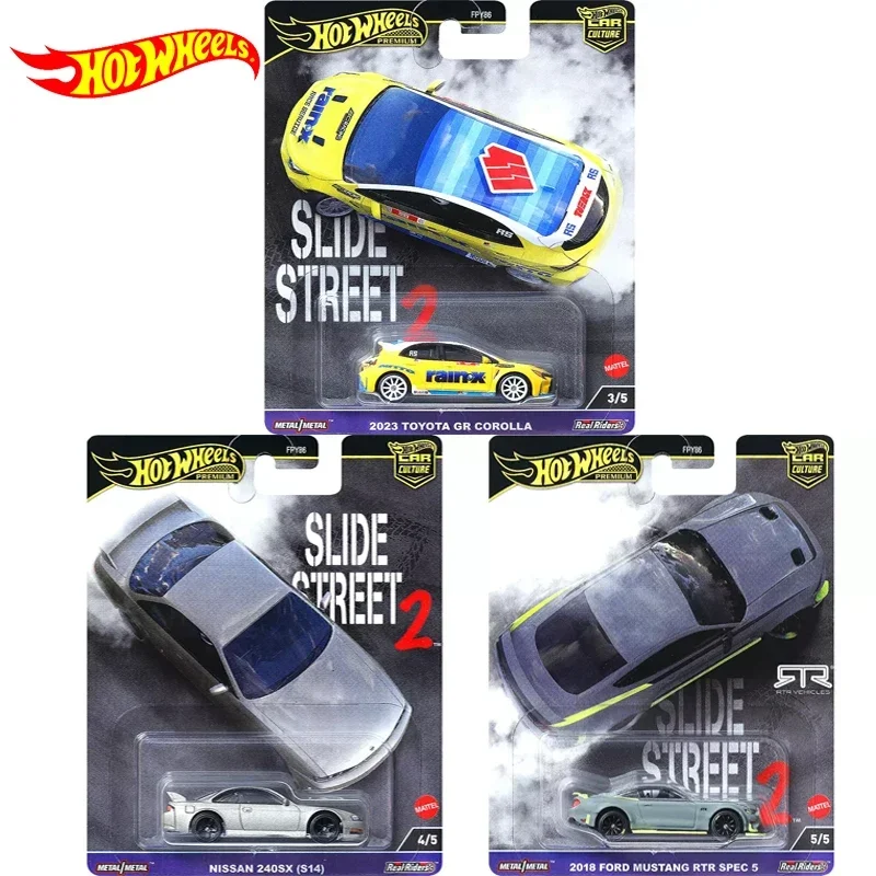 Original Hot Wheels Premium Car Culture Slide Street 2 Toy for Boy 1/64 Diecast Nissan 240SX Ford Mustang RTR Toyota Lamborghini