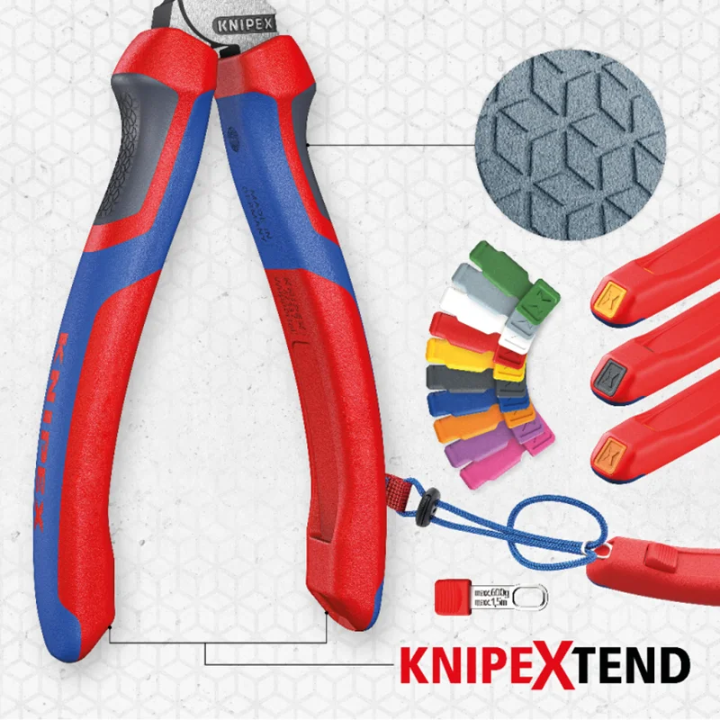 KNIPEX 95 12 225 StepCut XL Cable Shears 8-inch High-leverage Joint Comfort Handles Plier Precise and Smooth Cutting