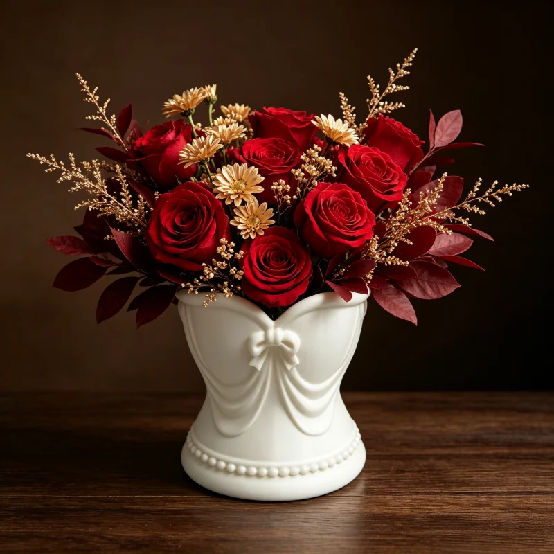 Fashionable Waist-Cinching Bow-Decorated Vase, High-Aesthetic Desktop Flower Vessel, Multifunctional Makeup Brush Storage Cup, Girly Style Home Bedroom Dressing Table Decoration
