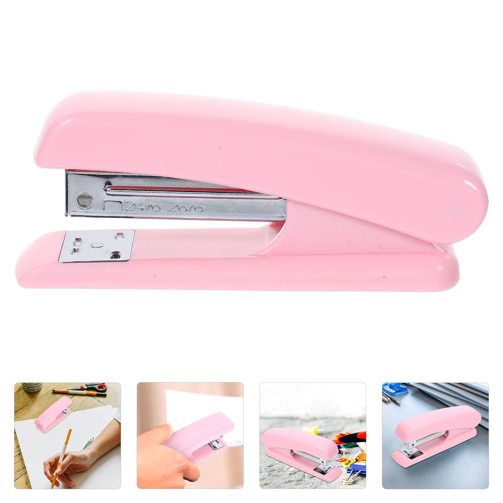 Student Office Multi-Function Stapler Pink Open Style Binding Heavy Duty Mini Stapler for Desk Classroom