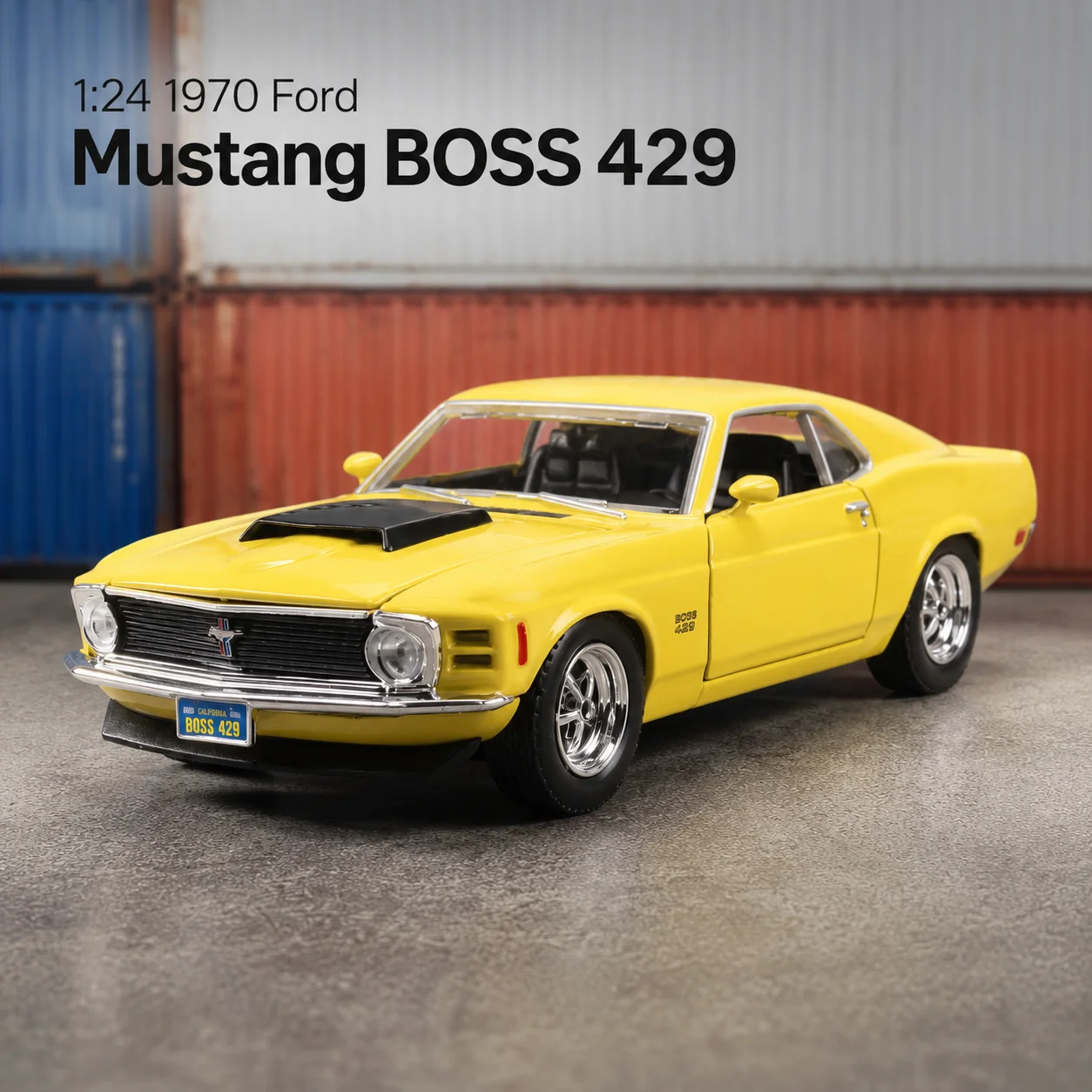 MOTORMAX 1/24 1970 Ford Mustang BOSS 429 Coche de Juguete Clásico de Metal Fundido a Presión con Sonido y Luz, Miniatura de Rally, Regalo, Colección, Exhibición