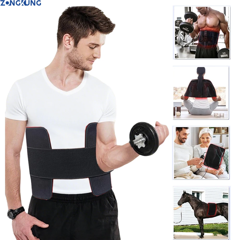 Cinto de terapia vermelho e infravermelho, envoltório vestível, grande aquecimento, 660nm, 850nm, almofada, led, dispositivos de beleza para rosto, corpo, cintura, músculo articular