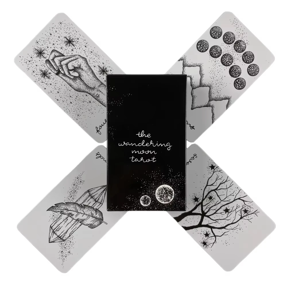 Mazzi di tarocchi The Wandering Moon Mazzo di tarocchi da 78 carte Giochi da tavolo per divinazione di alta qualità Giochi di intrattenimento per feste Gioco di carte occulte