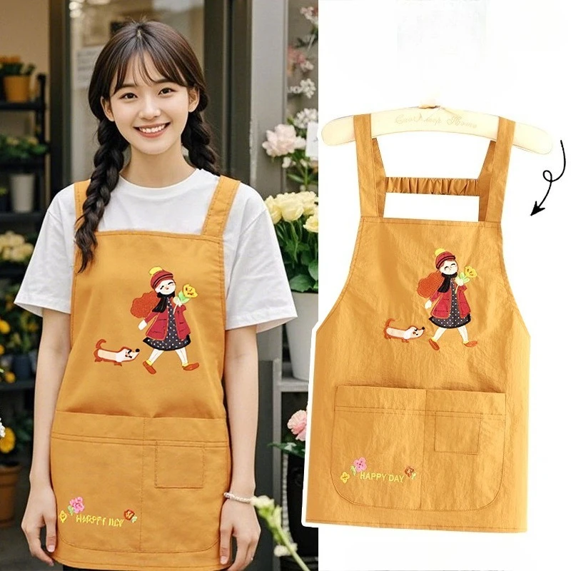 Delantal con correa bordada, impermeable, antiincrustante, arte de uñas, cafetería, ropa de trabajo sin mangas, Catering, camarero, ropa de trabajo, cocina casera