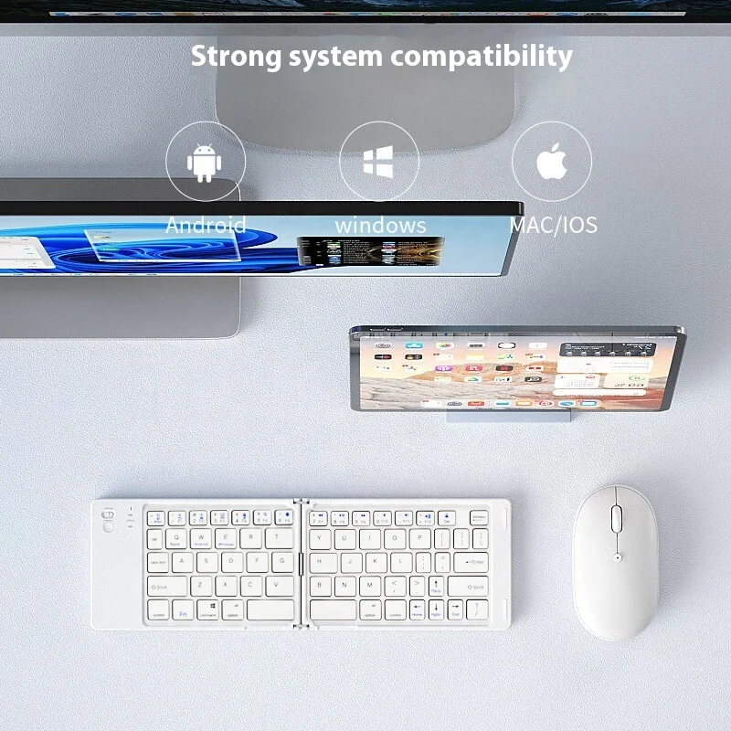 Portable Mini Foldable Bluetooth Keyboard With Air Mouse Universal For Mobile Phone Tablet PC