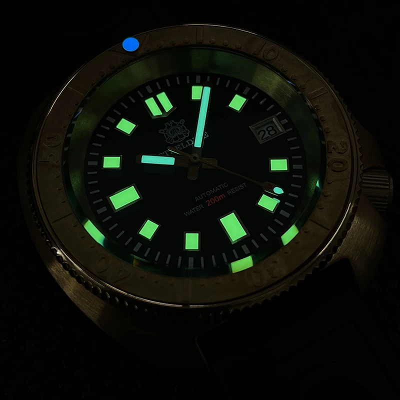 STEELDIVE Mens Diver Orologi Tartaruga Uomo Orologio meccanico automatico Orologio da polso in bronzo 200m Impermeabile C3 Orologio luminoso NH35