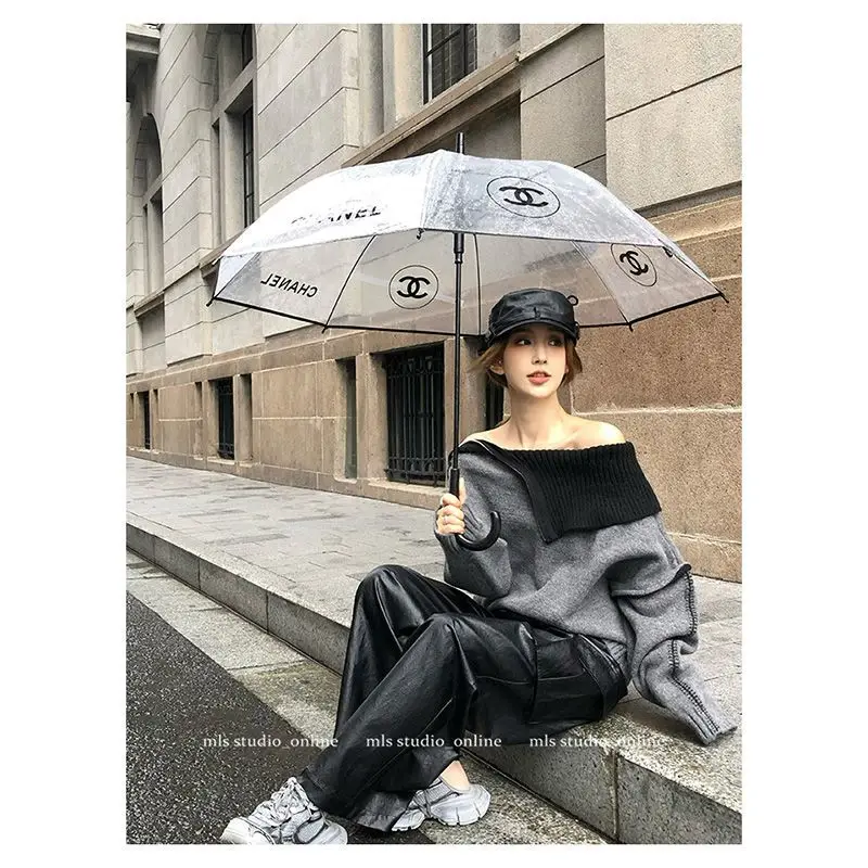 

Weater Women Turtleneck 2025 Korean Fashion Black Gray Patchwork Autumn Winter Loose Style Knitted Top