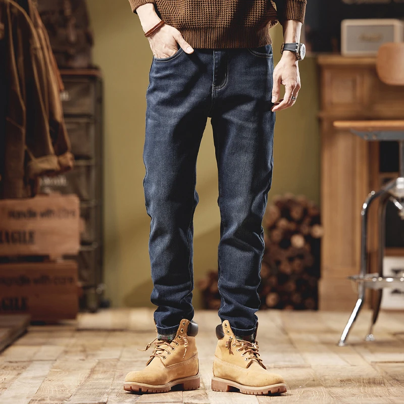 

CUMUKKIYP 2023 New Fashion Brand Men's Jeans Autumn Slim Fit Casual Straight Leg Denim Pants