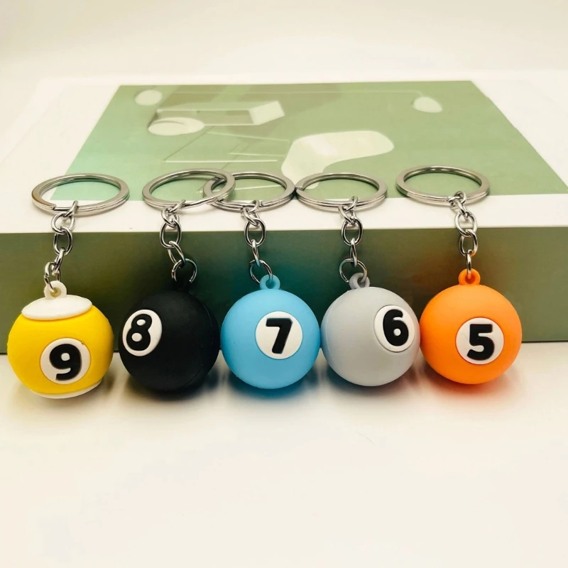 NO.1 to NO.9 Billiards Keychain for Women Men Fashion Mini Round Balls Key-Ring Car Key-Chain Phone Handbag Accessories image 4