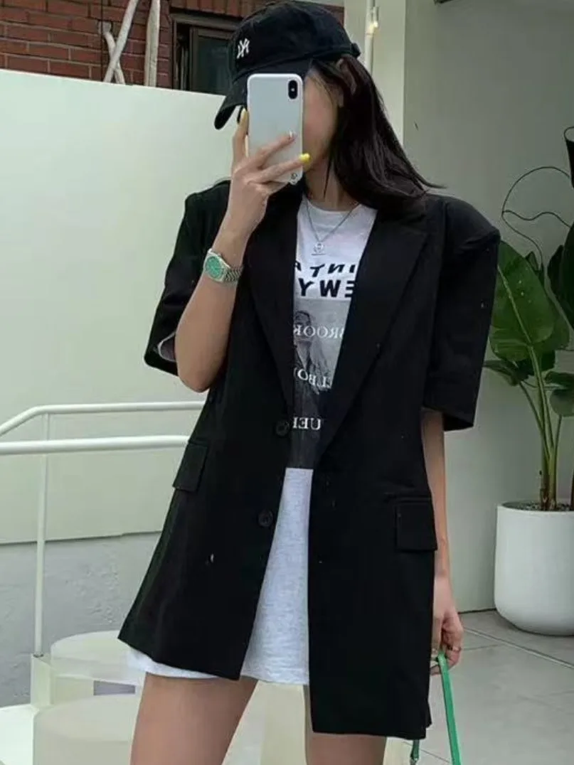 

Женский свободный костюм ort Sve Jaet Ba с разрезом, тонкий дизайн, универсальный повседневный костюм для поездок на работу, весенне-осенняя одежда