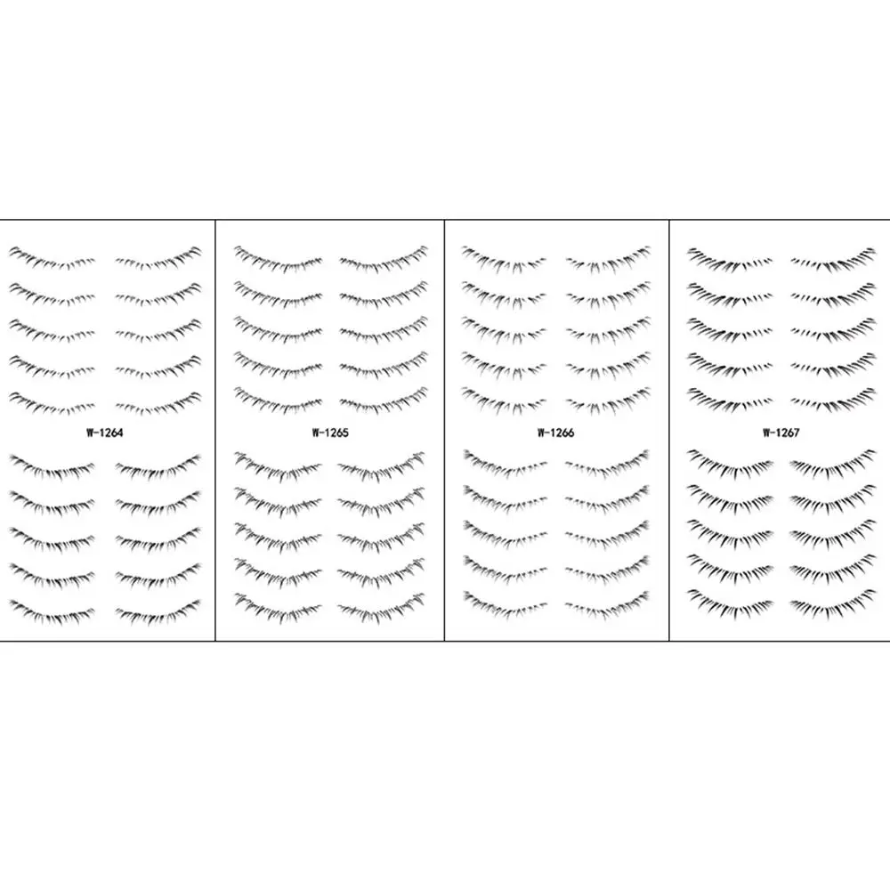 8/10Pairs Multi-Style Lower Eyelash Tattoo Stickers 3D Waterproof False Eyelashes Stickers Long Lasting Disposable