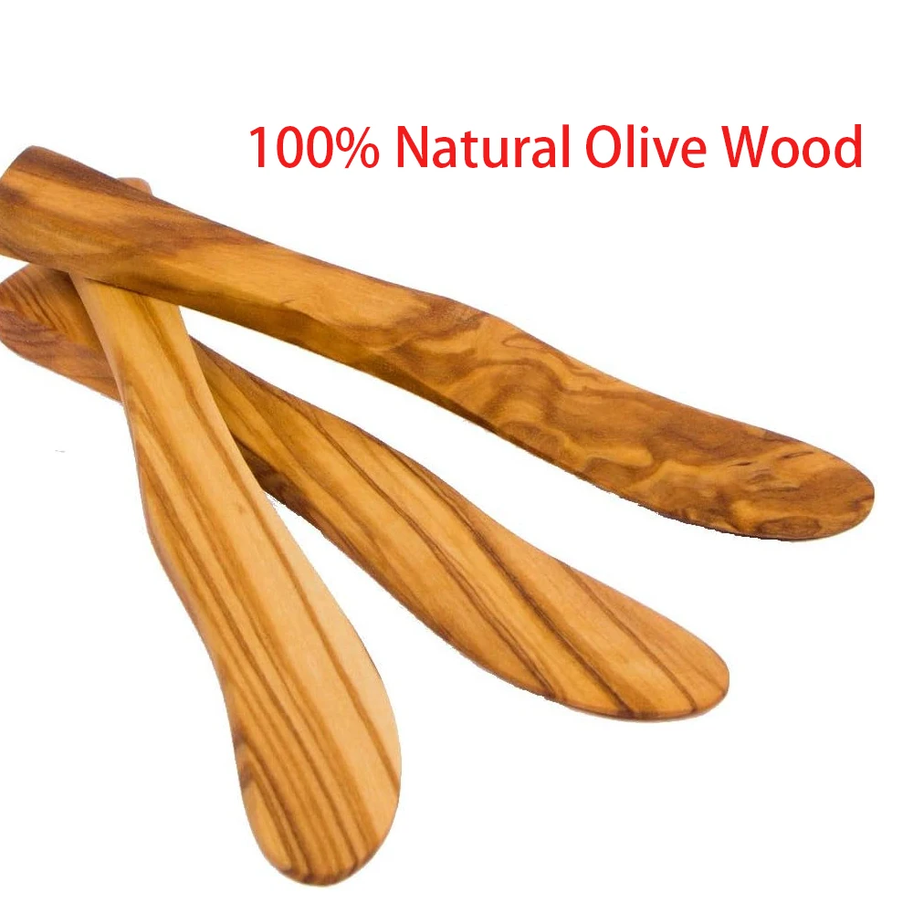 20Pieces Wooden Cheese Knives Luxury Natural Olive Wood Butter Spreader Smooth Peanut Jam Jelly Spreaders Cheese Tool 17*2.5CM