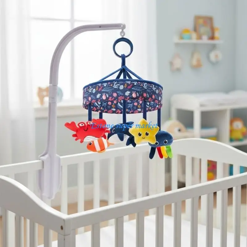 090B 海洋動物をフィーチャーした新生児用ミュージカル回転ベビーベッド取り付け可能なおもちゃ
