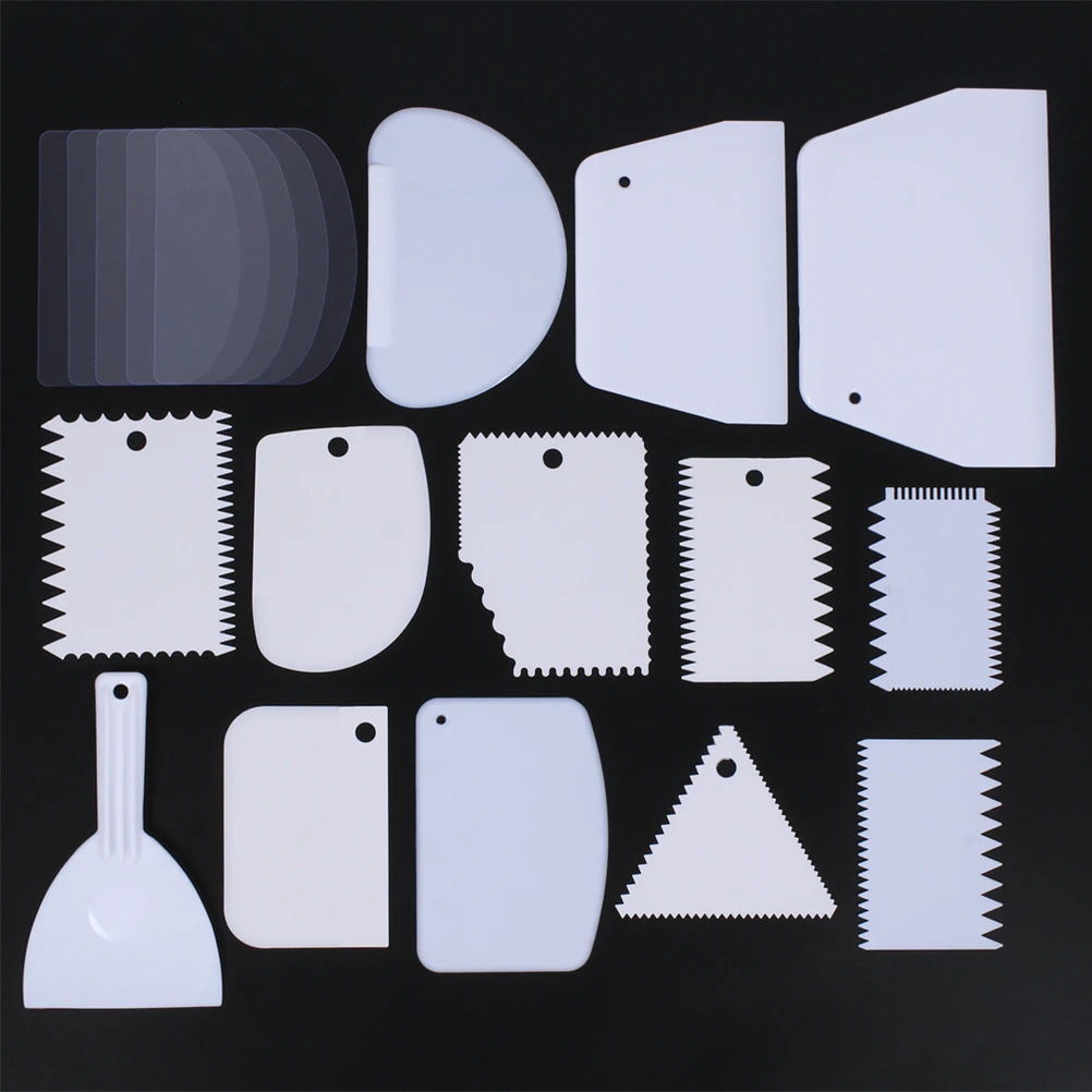 

18 PCS Cake Cream Scraper Baking Tool Set Kitchen Gadget 18 Shapes Easy Clean Safe Material Great Gift