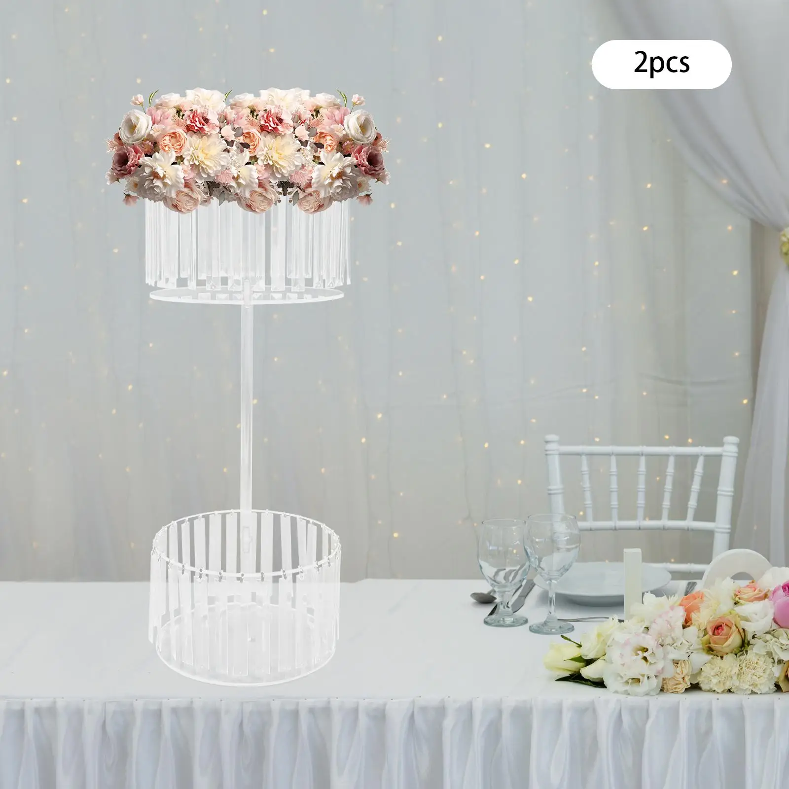 

2-Piece Double-Layer Acrylic Ice Curtain Flower Holders, Modern Transparent Design for Stylish Displays