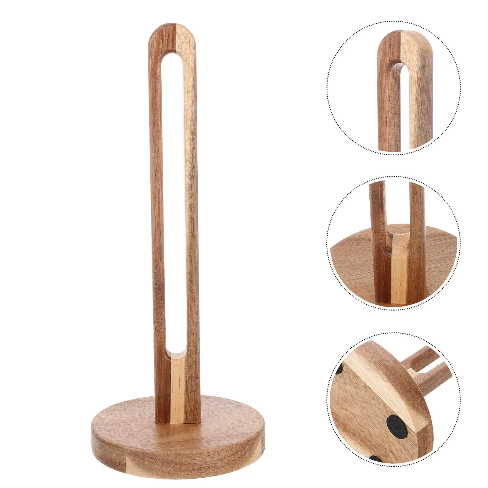 

Деревянный держатель для бумажных полотенец из массива дерева, компактный напольный органайзер для кухни и ванной, для хранения рулонов бумаги и пищевой пленки
