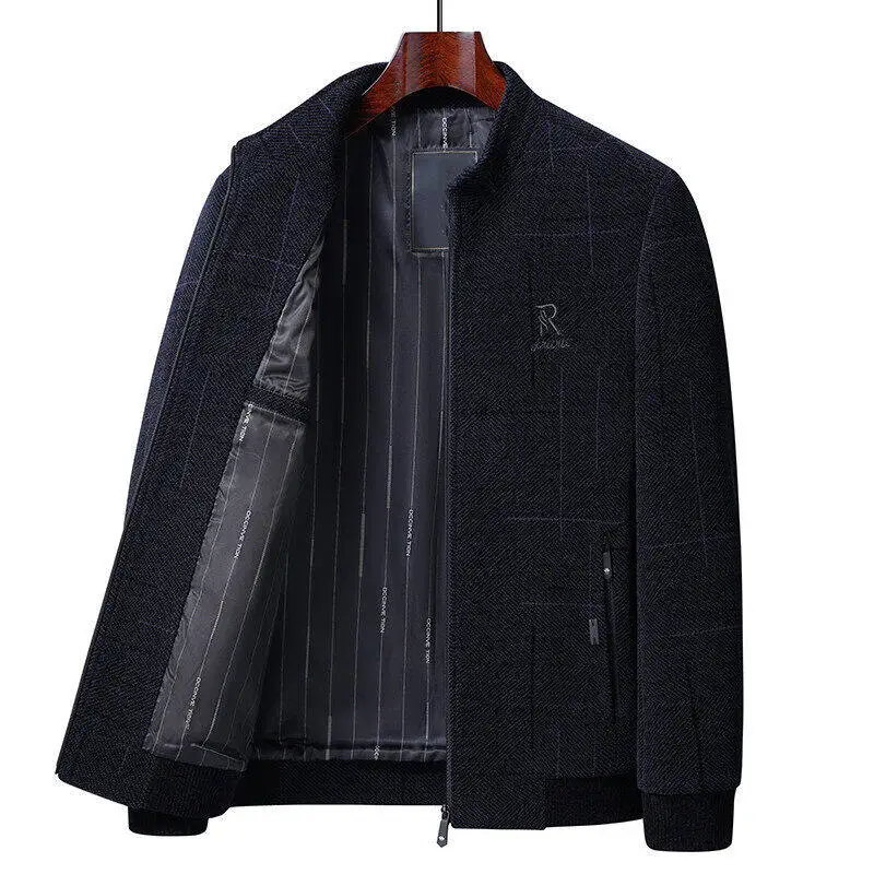 

2025 Business Casual Jackets for Men 5XL Stand Collar Smart Casual Coat Slim Fit Solid Coats Autumn Daily Wear Jacket Men
