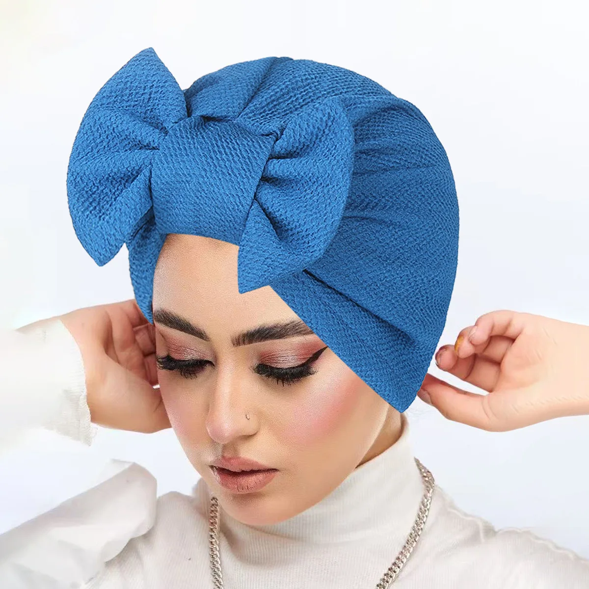 Frauen Muslimischen Hijab Bogen Turban Indischen Hut Mützen Motorhaube Krebs Chemo Kappe Haarausfall Kopftuch Headwear Stirnband Turbante Mujer