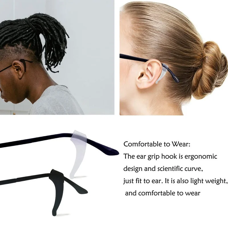 Transparente Silicone Anti-Slip Eyeglass Ear Hooks, Rodada Titular Retentor, Elastic Óculos Ear Hook, EyeGlasses Acessórios, 2-40Pcs