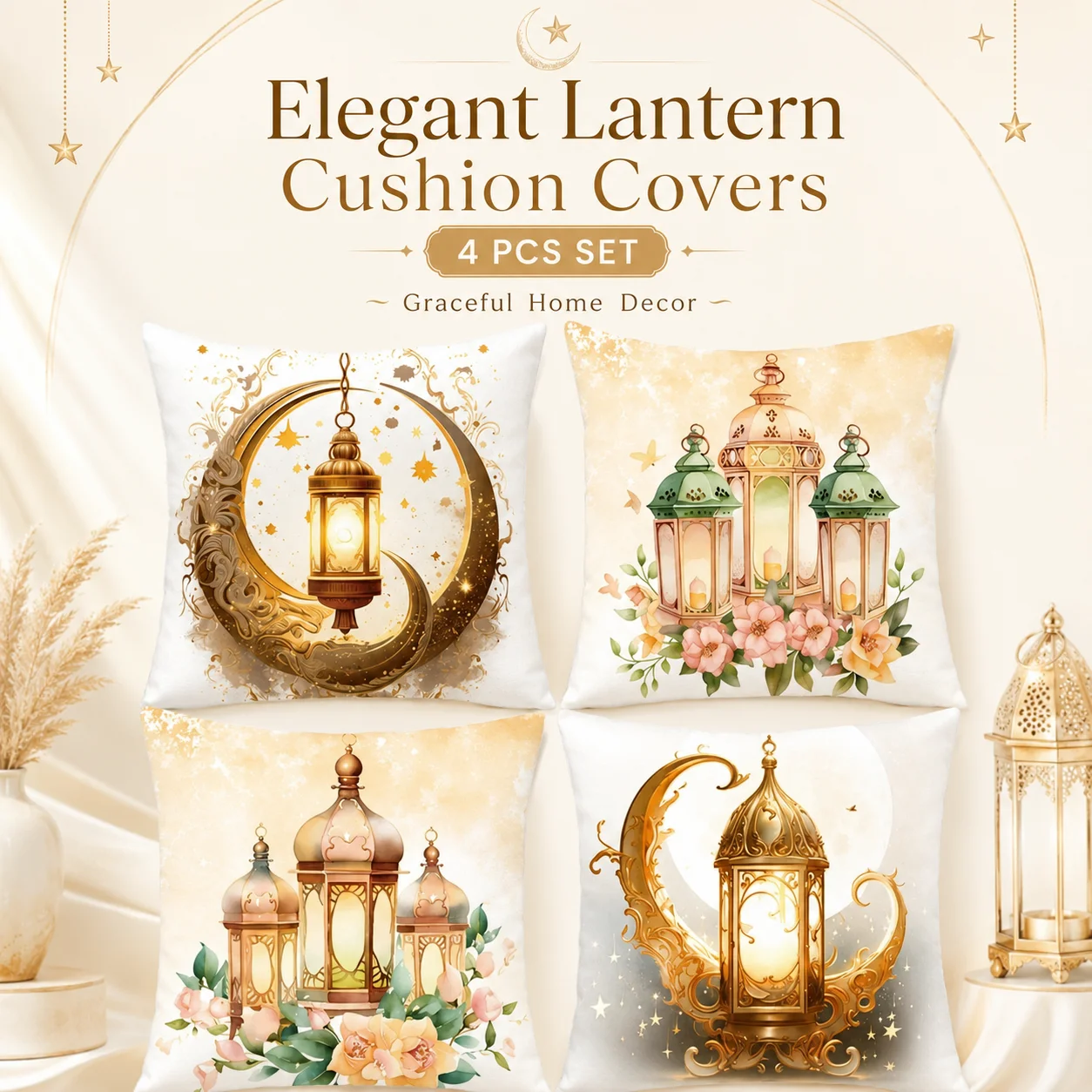 

4 Pcs Romantic Floral Cushion Covers 2D Flat Printed Peach Skin Elegant Flower Coussin Living Room Decor Sofa Throw Pillows