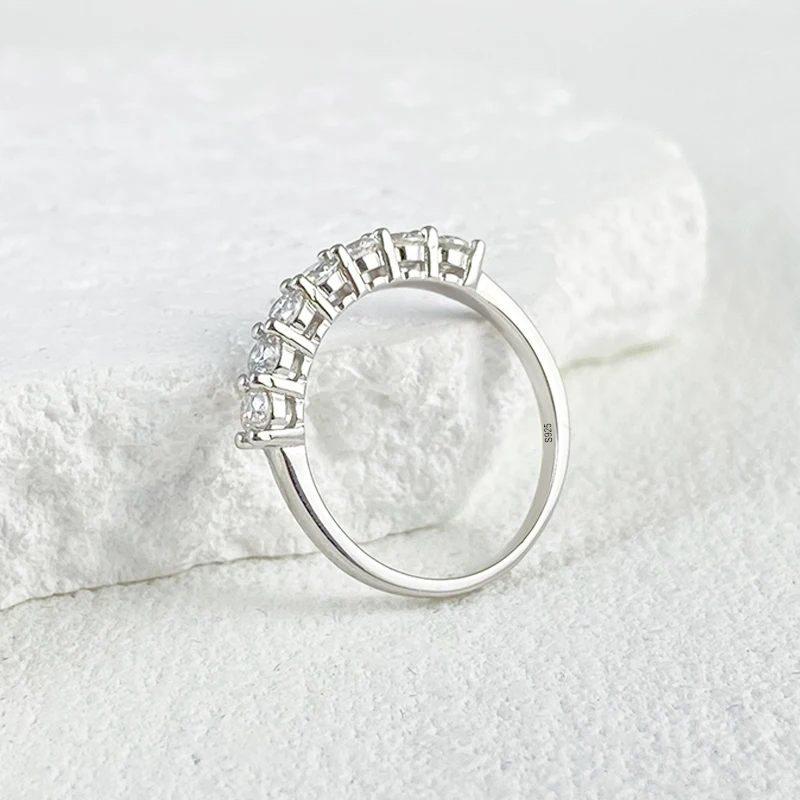 NeeTim Vollmoissanit-Ring für Damen, S925 Sterling Silber mit Weißgold-Beschichtung, Hochzeits-Brautring, Funkelnder Schmuck – Detail 6