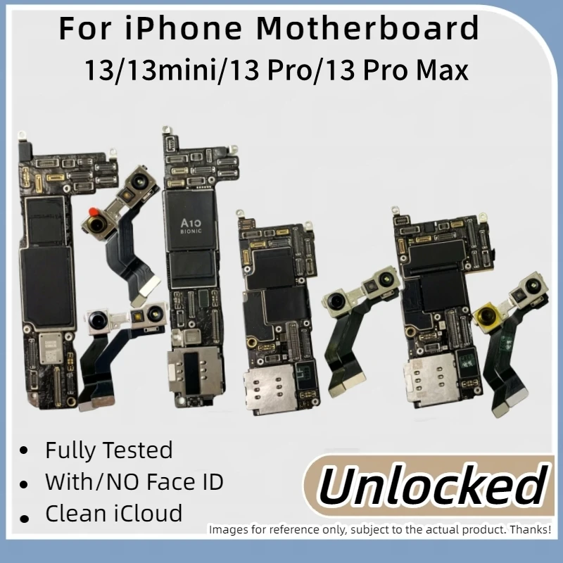 Placa base desbloqueada para iPhone 13 Pro Max con/sin Face ID, placa lógica gratuita de iCloud para 13 Mini, compatible con actualizaciones.