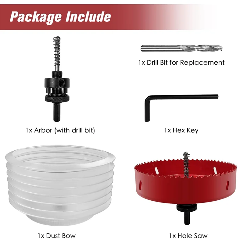 

6Inch Hole Saw With Dust Bowl For Recessed Lights,3/8In Hex Shank Mandrel Drill Dust Bowl For Drywall,Ceiling Drilling