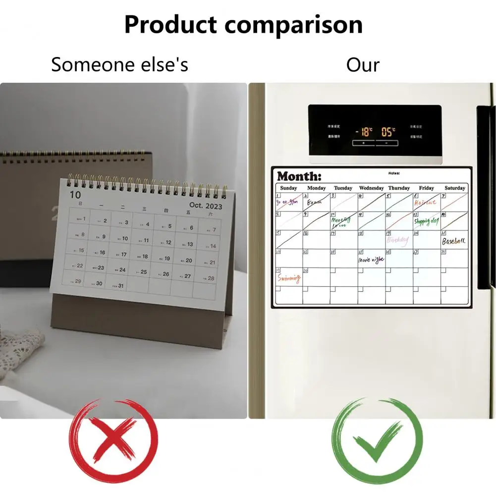 لوح أبيض لتقويم الثلاجة المغناطيسية ، علامة المسح الجاف ، ثلاجة قابلة للمسح ، مخطط أسبوعي