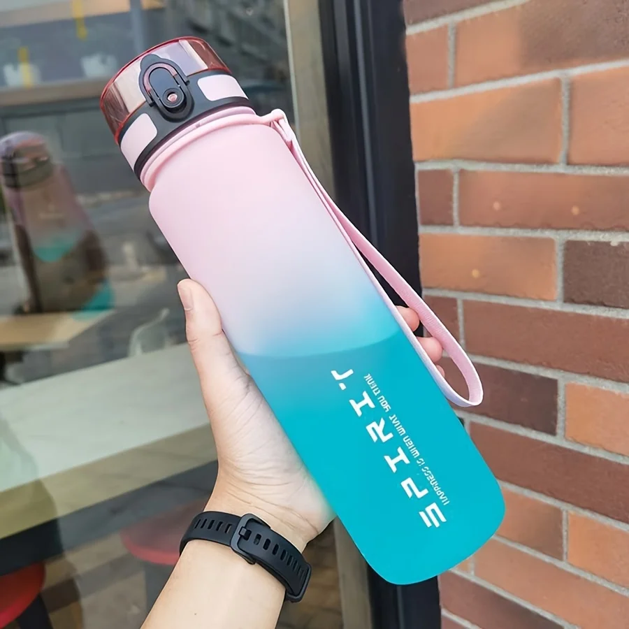 1L Portable Sports Water Bottle Gradient Color Plastic Drinking Bottle For Men And Women Perfect For Outdoor Travel Office Jugs image 4
