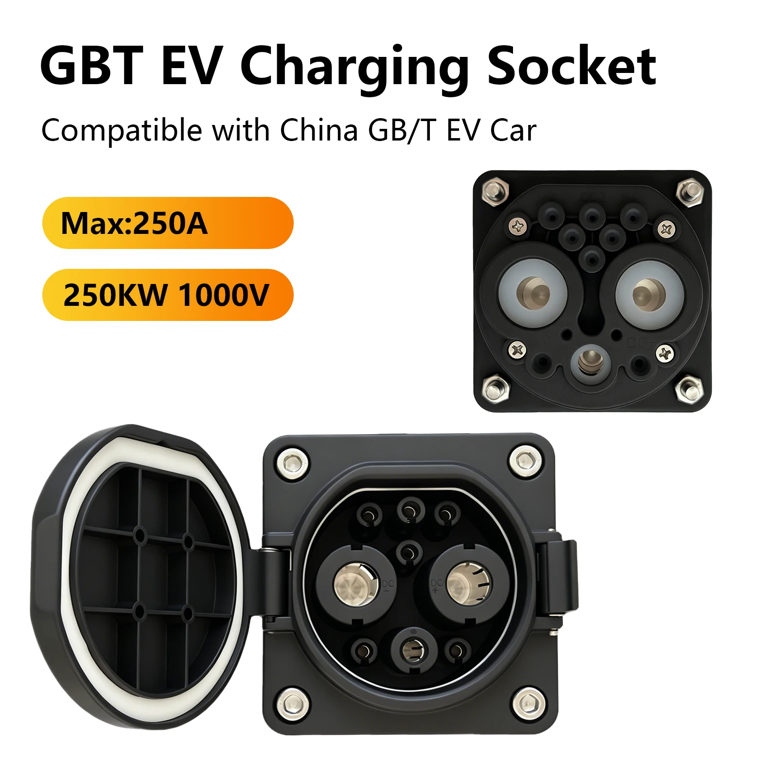GBT DC Fast Charging Port Replacement Socket, Sealed Converter Adapter 80A 150A 200A 250A for BYD Song Accessories