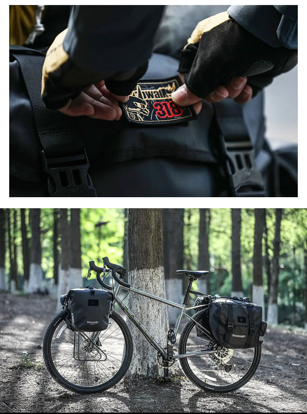 Rhinowalk Fahrrad-Seitentasche, 22–50 l, mit Regenschutz, Fahrrad-Gepäckträger, Kofferraum, Gepäck, Satteltasche, Radfahren, Reisen, MTB-Zubehör – Detail 22
