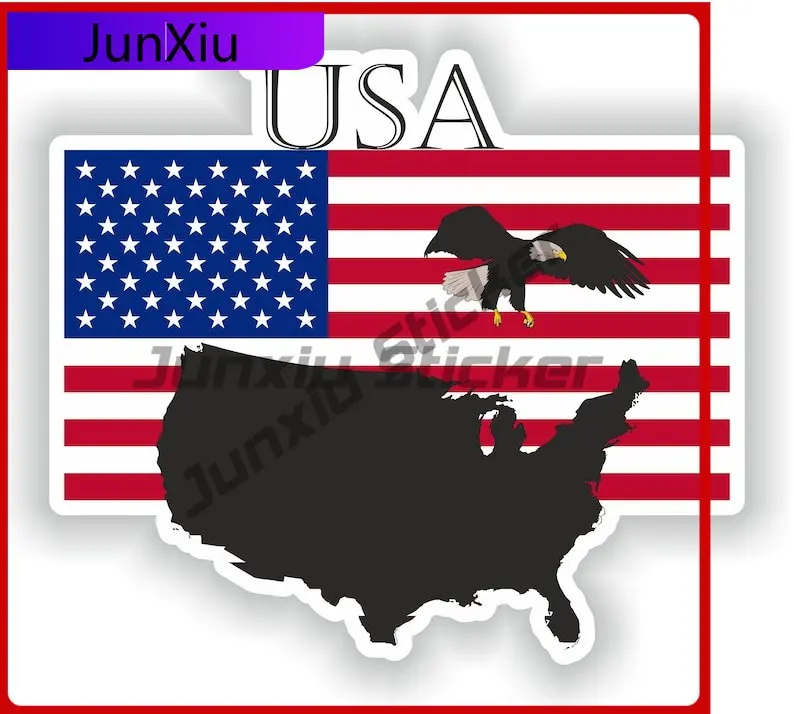 

United States Usa Flag Map Contour Emblem Stickers X500 Motorcycle Stickers Custom Decals Car Decoration Suv Covers Outdoor Sun