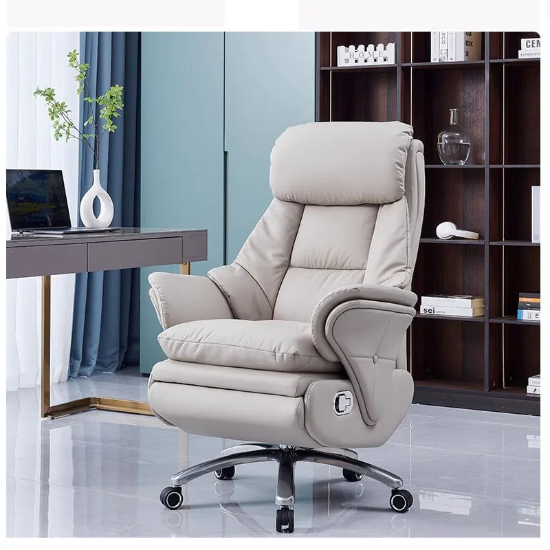 

Modern Style Executive Office Chair Plaid Leather Boss Chair With Electric Massage & Reclining Feature Sedentary Computer Chair
