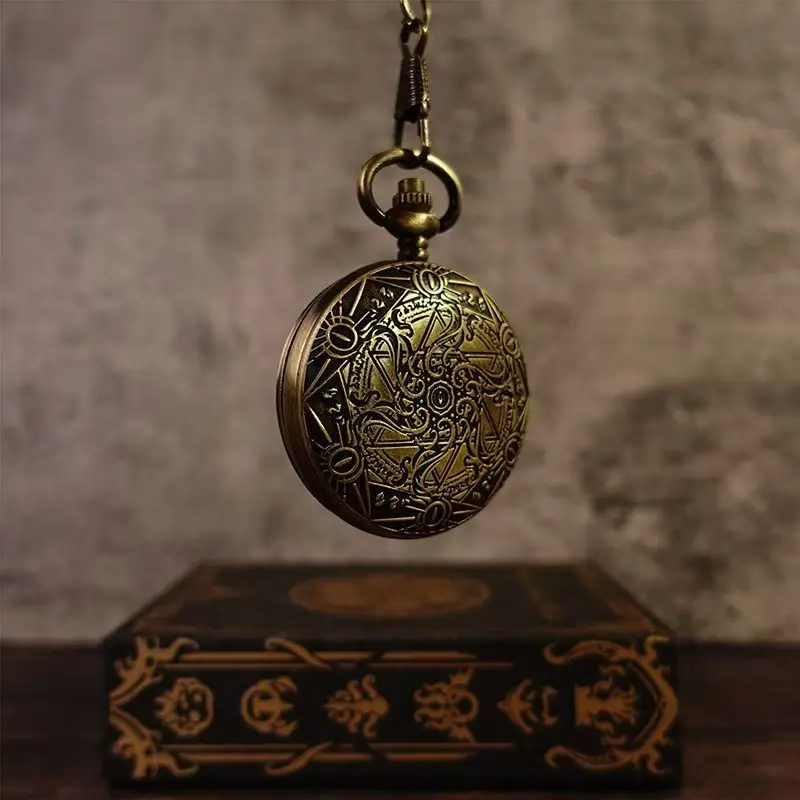 ساعة جيب Cthulhu ميكانيكية ما بعد الزمن، ساعة ميكانيكية قابلة للطي، هدية مفاجئة لعيد الميلاد من Cthulhu