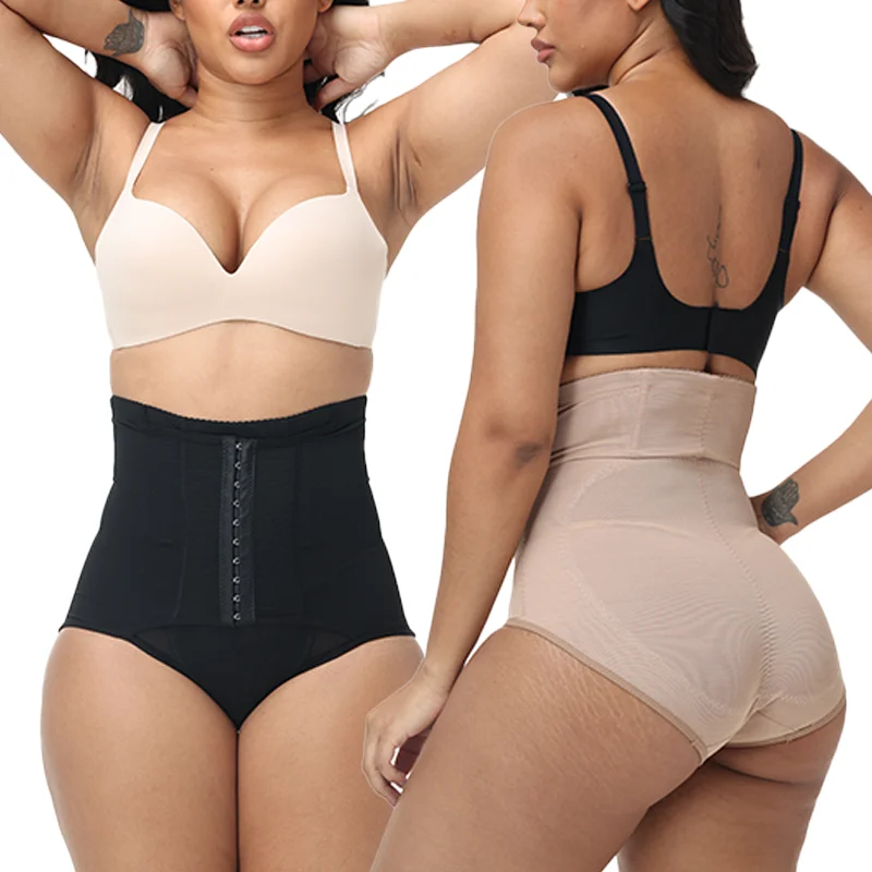 

Women's High Waist Brief Tummy Control Abdomen Reducing Underwear Compression Body Shaper Adjustable Hook Fajas Mesh Panty