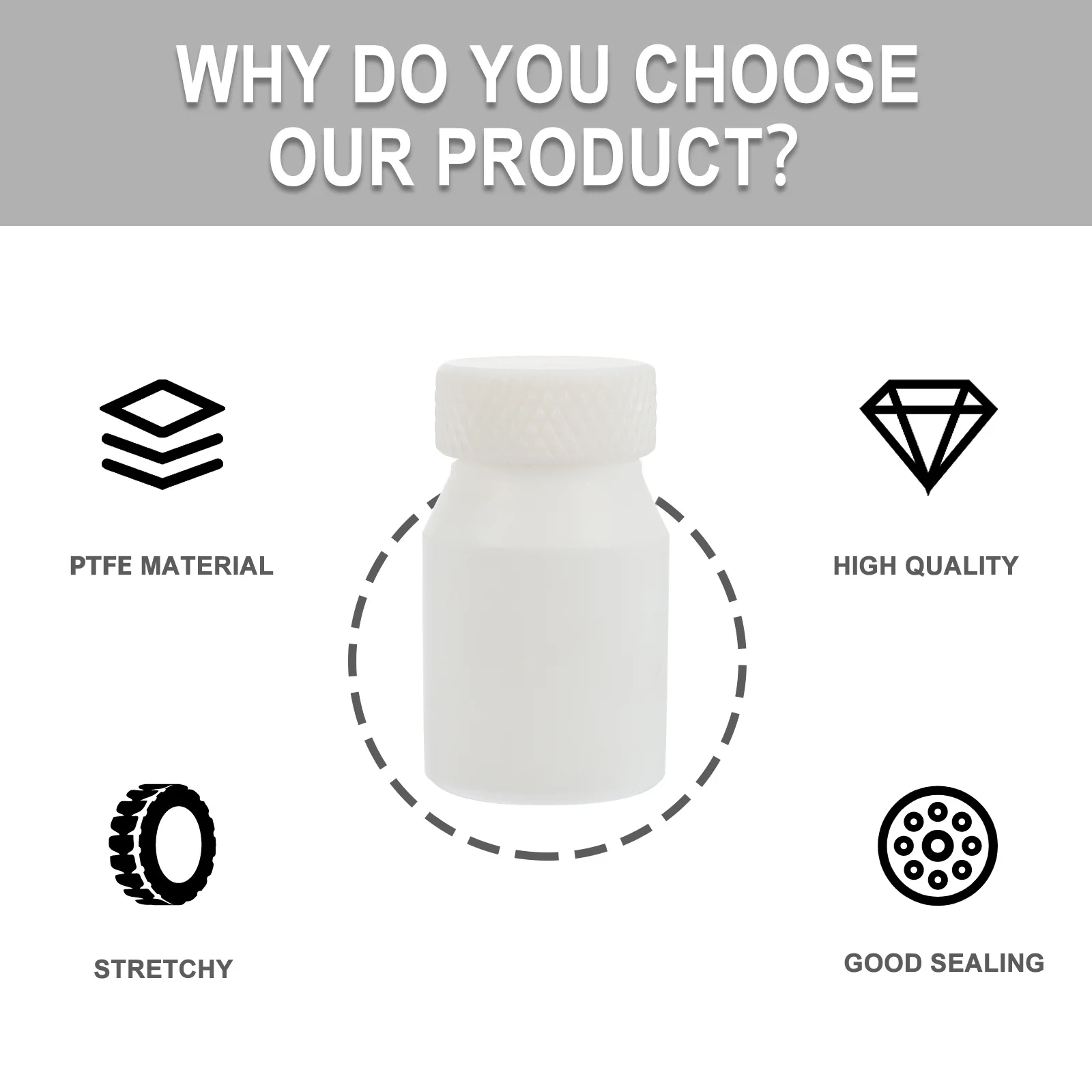 

25ml Ptfe Chemical Reagent Bottle Leakproof Refillable Container Resistance Practical Lab Equipment