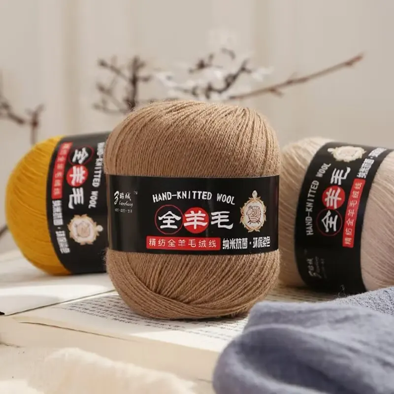 50g/roll 100% Wool Yarn Pure Merino Thread For Hand Knitting Soft Scarf Sweater DIY Doll Woven Material