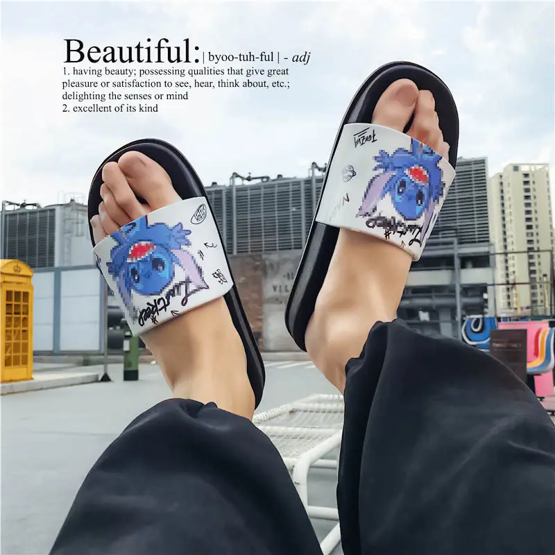 Disney Lilo & Stitch Cartoon Slippers Stitch Home Cute Fashionable Couples Indoor and Outdoor Comfortable Non-Slip Slippers