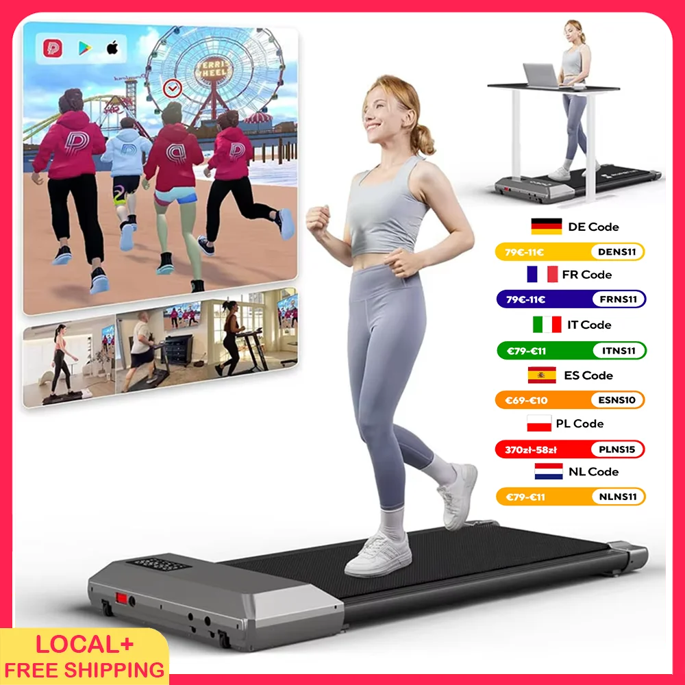 Superun 80 cm langes Laufband mit Gürtel, 2,2 PS für Zuhause, 2-in-1 tragbares Laufband unter dem Schreibtisch, geräuscharm für das Büro
