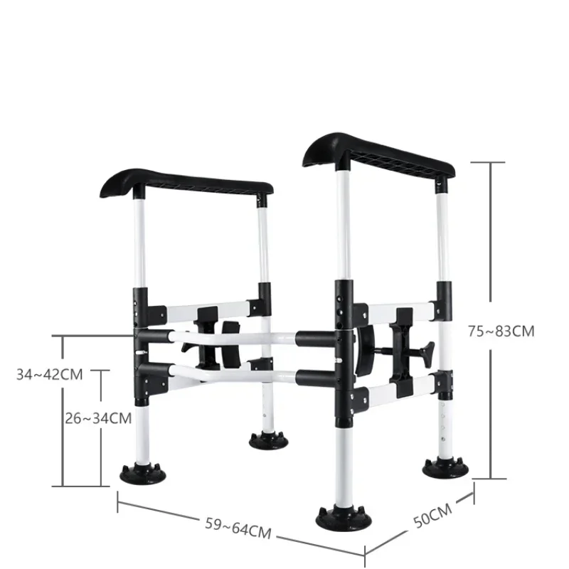 Elderly Toilet Seat with Handrails - Punch-Free Safety Bracket, Power-Assisted Up Railings, Strong Load Bearing for Stability