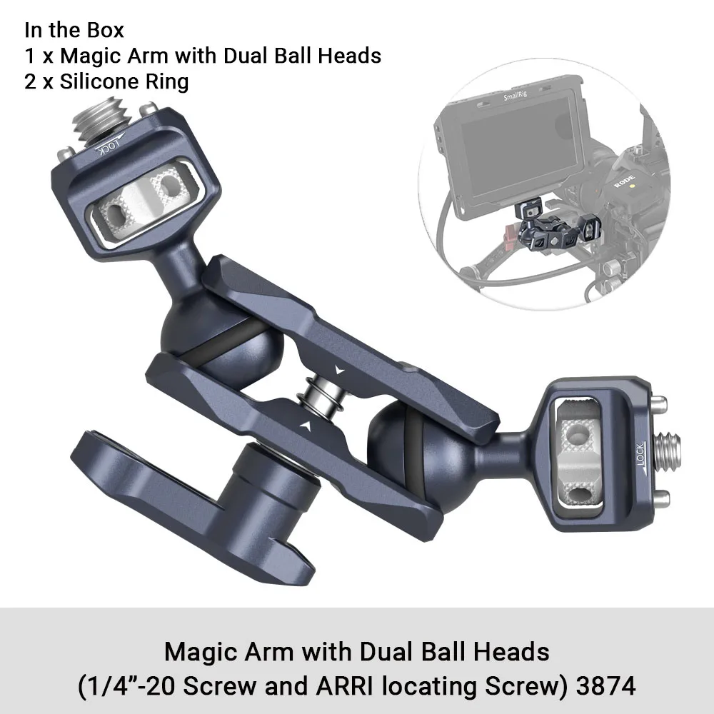 Braccio Magico Da 50,8 Cm Con Super Morsetto, Per Monitor, Luci, Microfoni E Fotocamere, Attacchi 1/4"-20, Regolazione 360°, Carico Max 2kg
