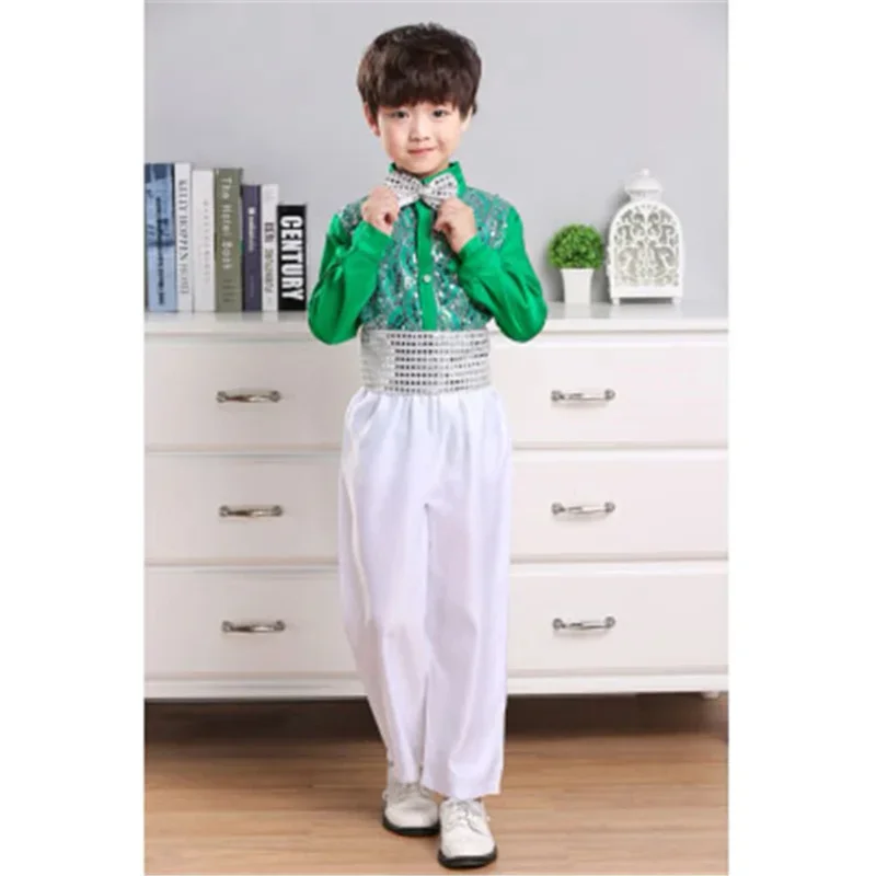 110-180CM Children Dance Costume 9Colors Sequins Jazz Dance Modern Performance Boy Hip Hop Clothing Kids School Uniform Chorus