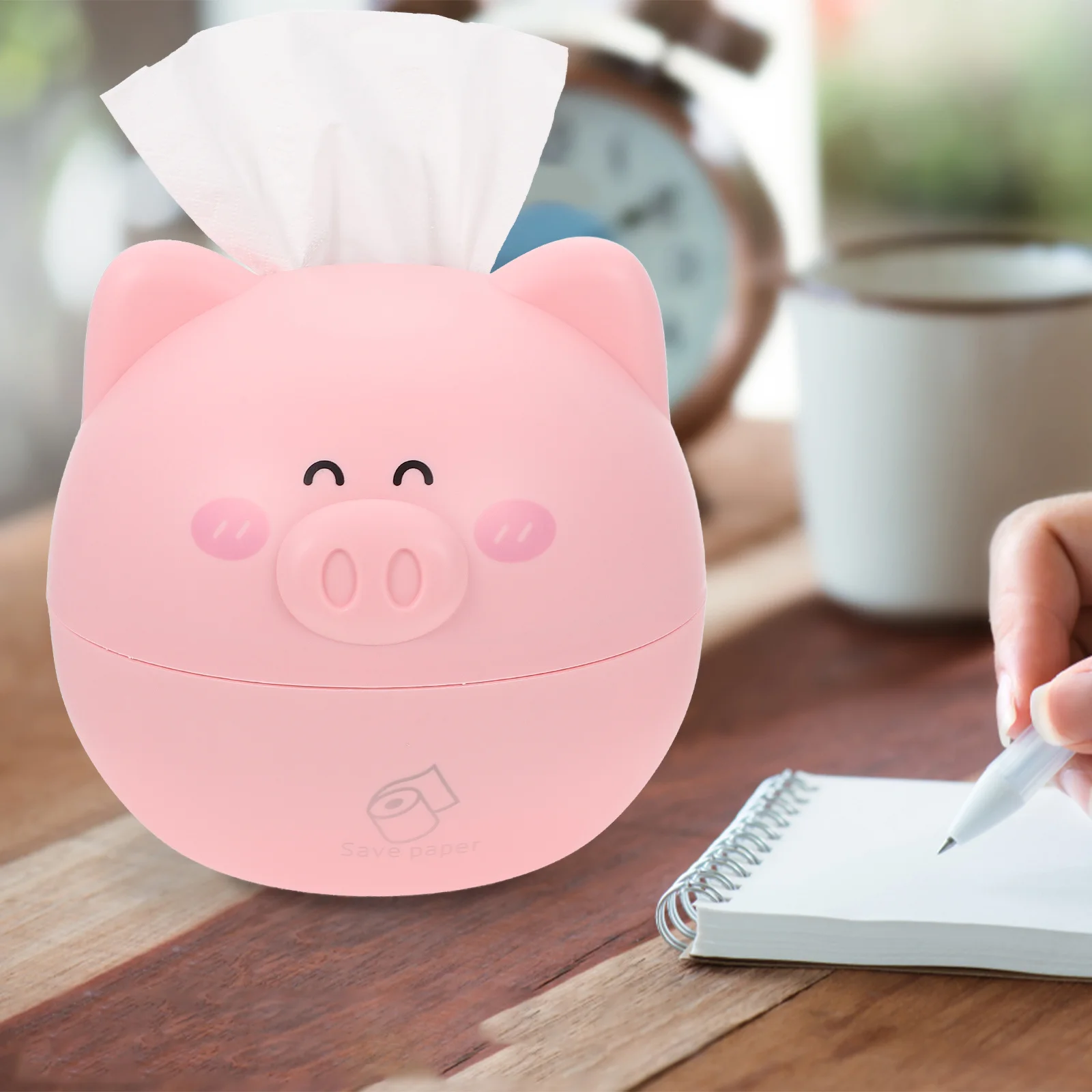 

1pc Pig Shaped Tissue Box Desktop Napkin Container Large Capacity Cartoon Modeling For Home Office Decorative Holder