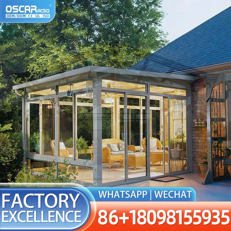Wholesale Prefabricated Modular Tiny House Solarium with Glass Wall Roof for Garden Office Residential Outdoor Use in Villas sun