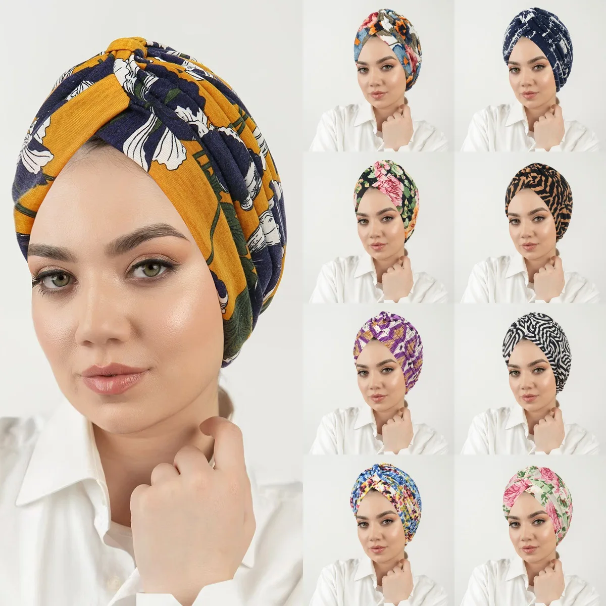 العصرية قبعة هندية الأزهار طباعة المرأة المسلمة الحجاب الكيماوي قبعة عمامة بونيه تمتد فام حك وشاح فقدان الشعر أغطية الرأس