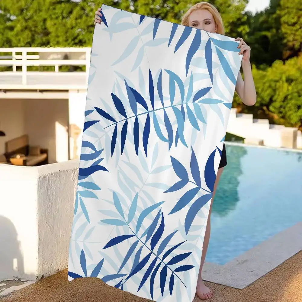 

Одеяло из микрофибры с рисунком листьев растений, быстросохнущие пляжные полотенца, супервпитывающее одеяло для бассейна с принтом большого размера