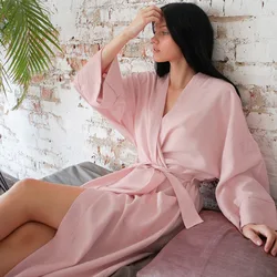 Autumn Winter New Pajamas For Women Sexy Cardigan Long-Sleeve Nightgown With Pocket Loose Bathrobe Lady's Home Nightclothes