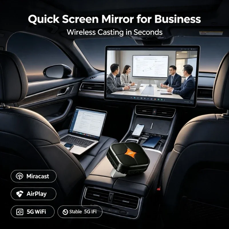 5G WiFi BT5.0 USB Car Cast Adapter, 4-In-1 Wireless CarPlay Android Auto Mirroring, OTA Update For In-Car Entertainment
