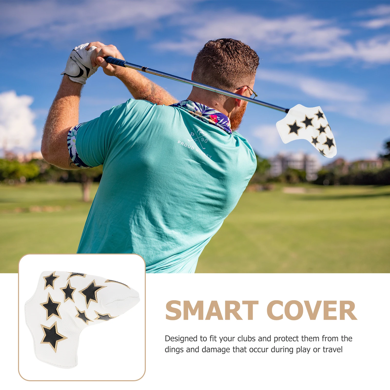 

Golf Head Cover Premium Pu Material Durable Thickened Full Coverage Scratch Resistant For Putter Club Head Cover Golfs